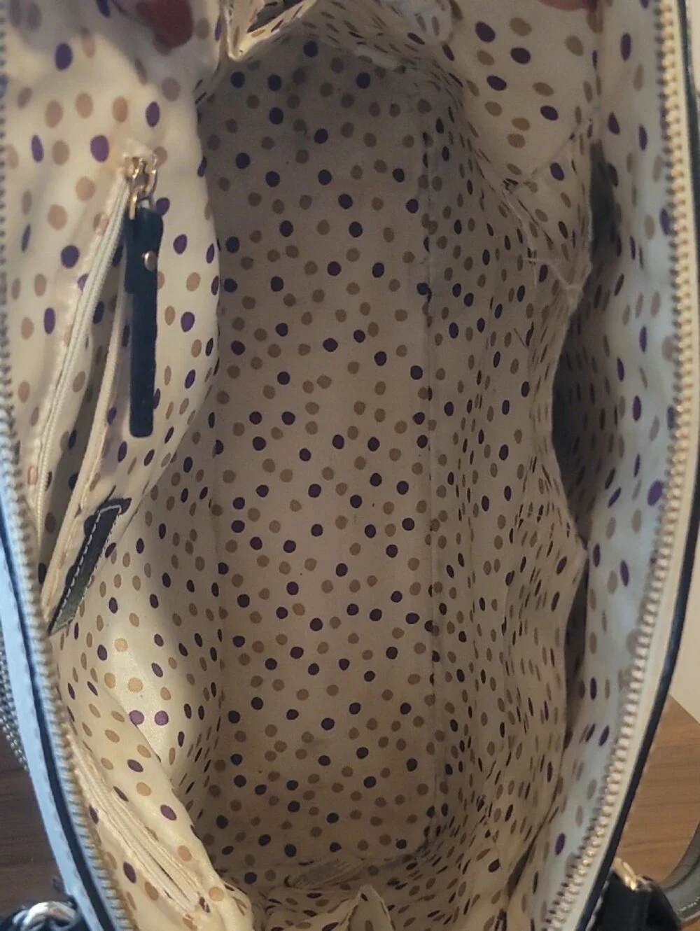 KATE SPADE  Cream and Black Dome Satchel with Dual Handles